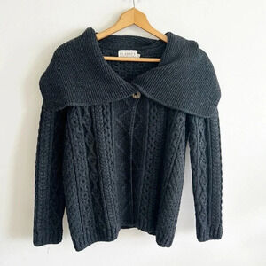 Blarney Aran made in Ireland originals Irish Wool chunky knit gray cardigan